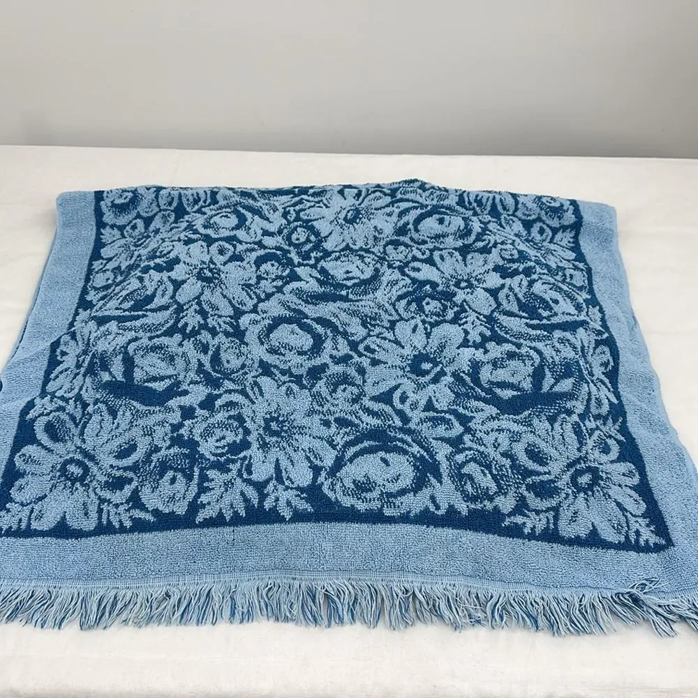 Surety Deluxe Towel Set Vintage Cotton USA Bath Towel Washcloth Blue Floral